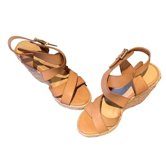 Woman's Neutral Adjustable Buckle Rounded Toe Wedge Heel Shoe - Picture 3 of 8